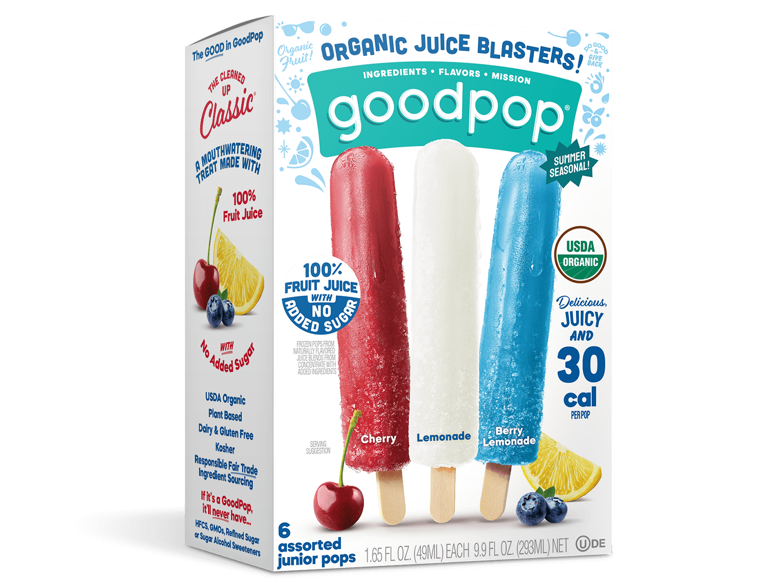 Organic Juice Blasters - Ice Pops  GoodPop Cherry, Lemonade and Berry