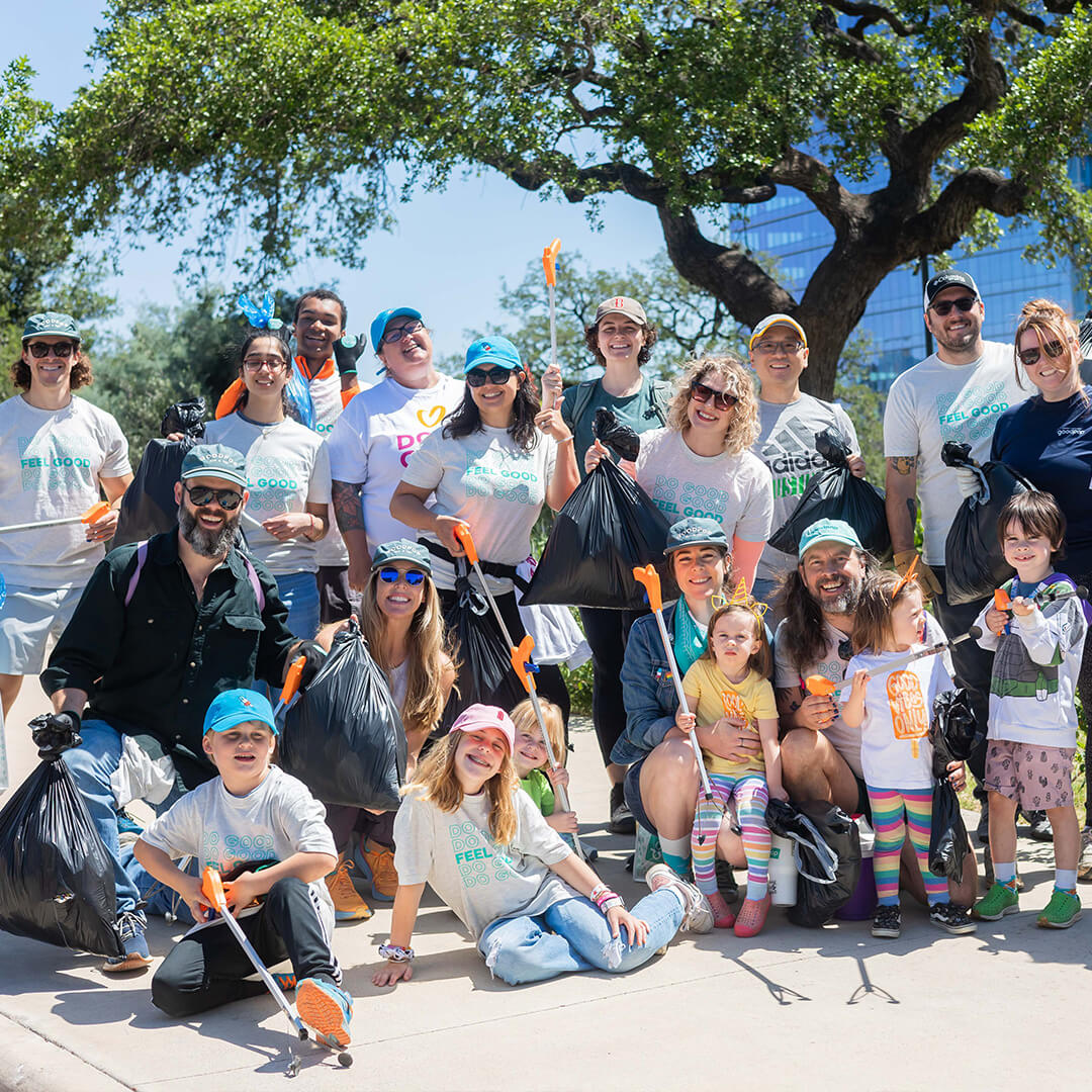 Group of people after cleaning up a park