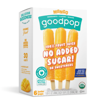 Box of GoodPop Mango no added sugar ice pops