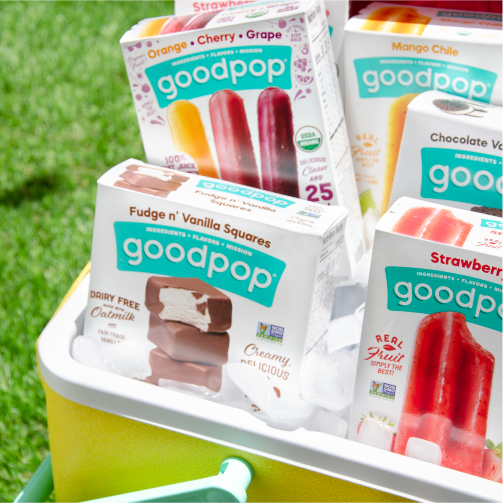 Cooler full or GoodPop Products