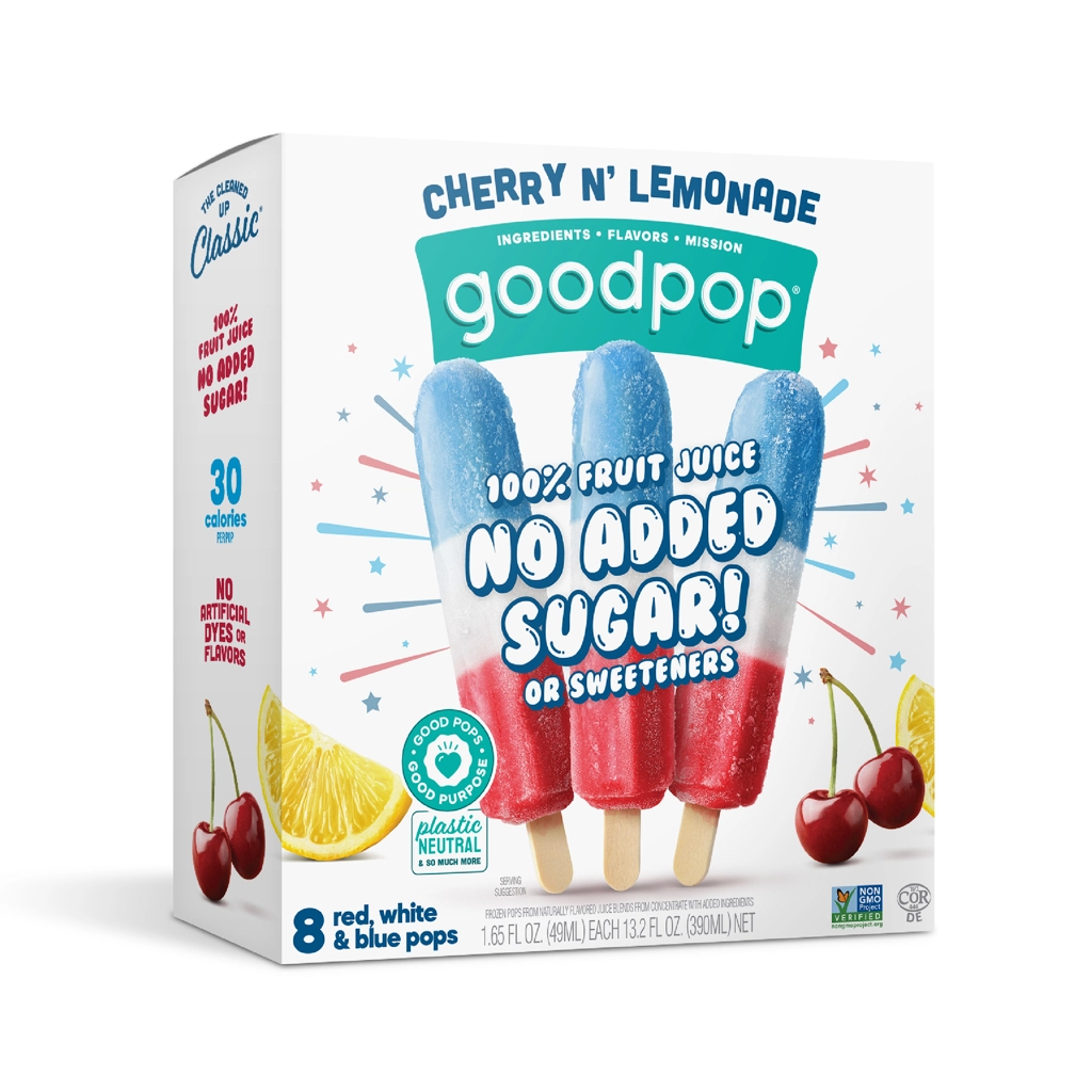Red, White and Blue Dye-Free Ice Pops | GoodPop Cherry n' Lemonade